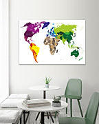 Obraz Farebná mapa sveta 1701